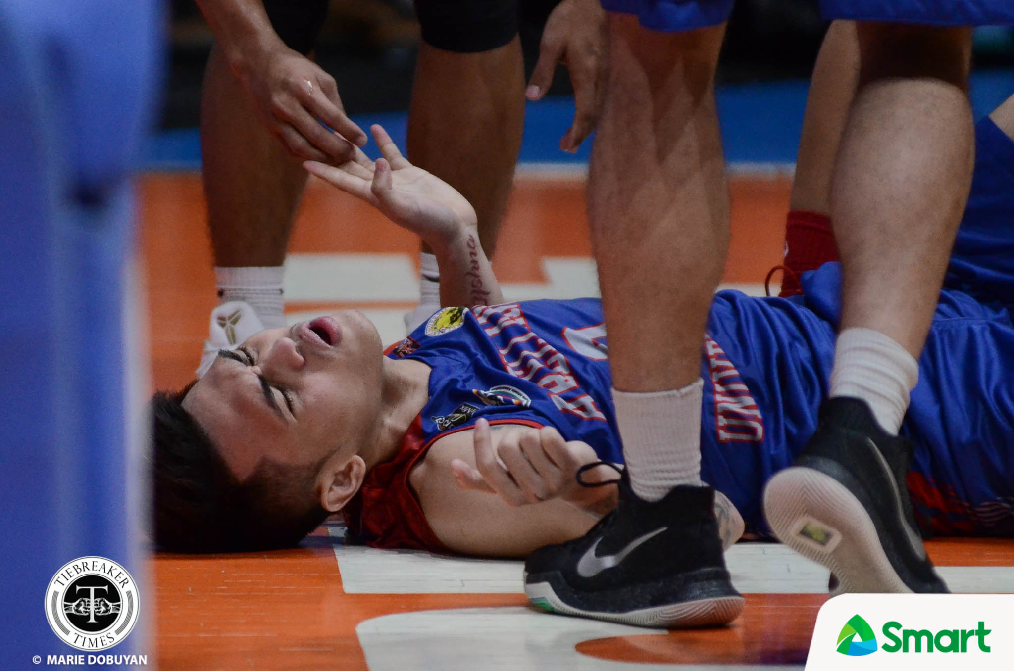 NCAA-93-AU-SSCR-Salado-1376 Kent Salado re-injures MCL, out for Go for Gold campaign AU Basketball CSB NCAA News PBA D-League  - philippine sports news