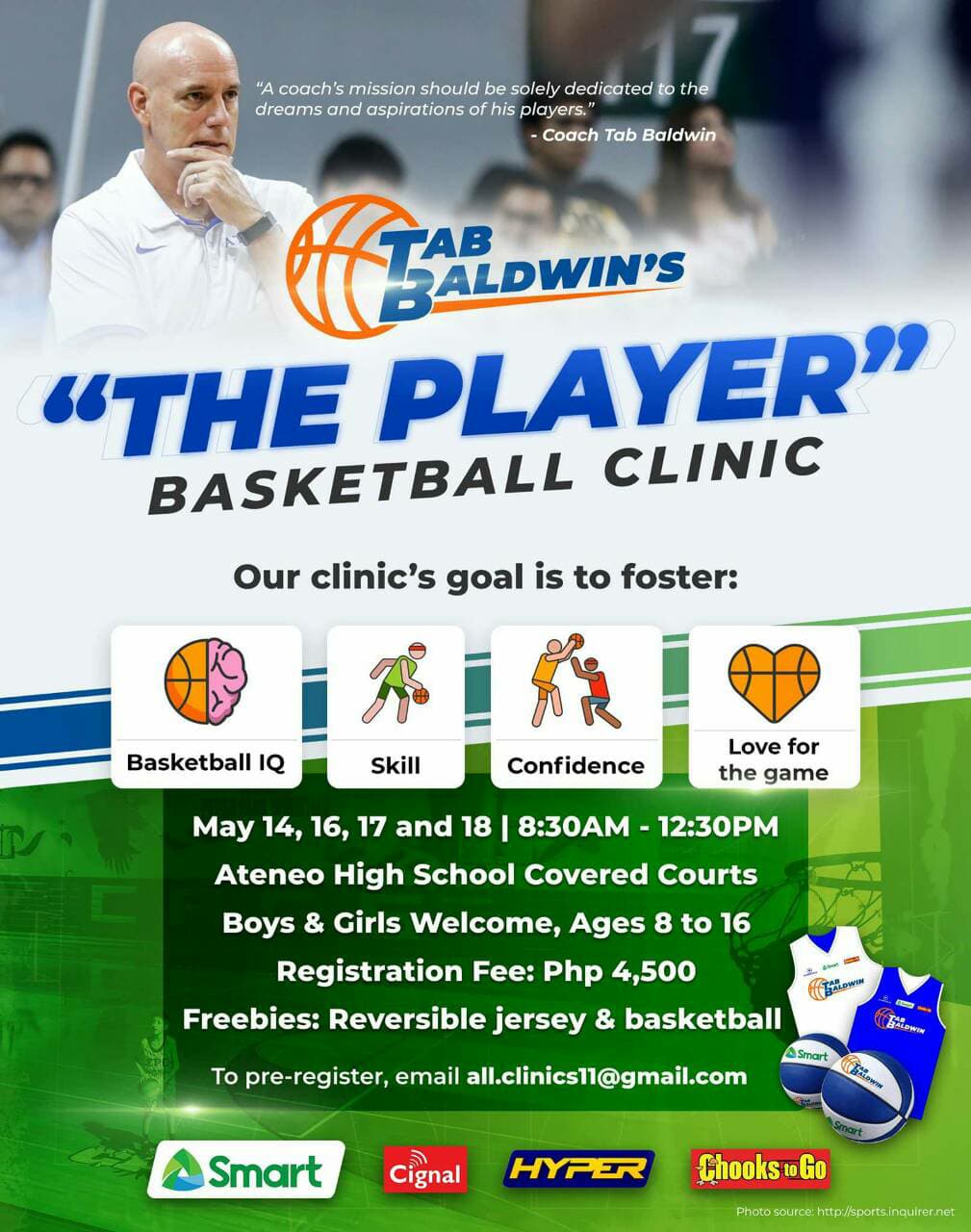 Tab-Baldwins-The-Player-poster Tab Baldwin opens 'The Player Basketball Clinic' Basketball News SMART Sports  - philippine sports news
