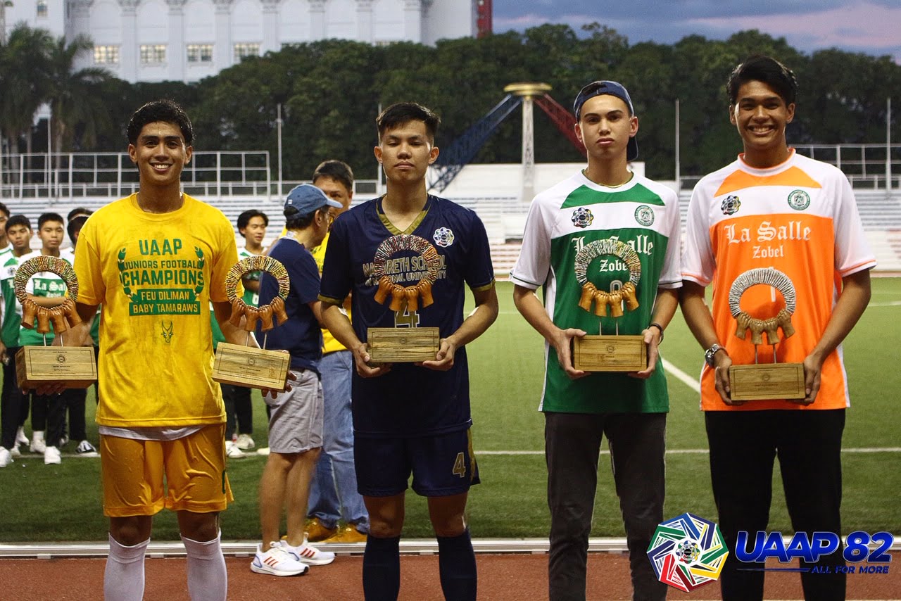 UAAP-82-BOY’S-FOOTBALL-Awarding-Individual-Awards-Garciano-Ambong-Aldeguer-Mangaoang Bugas, Garciano share spotlight in UAAP 82 Boys' Football awardees ADMU DLSU FEU Football News NU UAAP  - philippine sports news