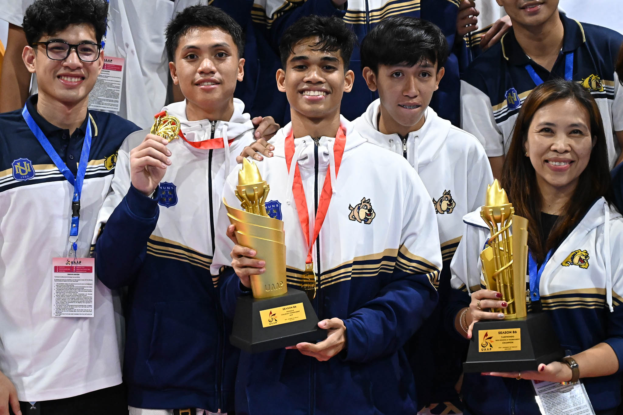 UAAP-86-Kyurogi-Awarding-MVP-Melbourne-Custado Melbourne Lustado shines as NUNS clinches first-ever UAAP HS taekwondo crown ADMU DLSU FEU News NU Taekwondo UAAP UP UST  - philippine sports news