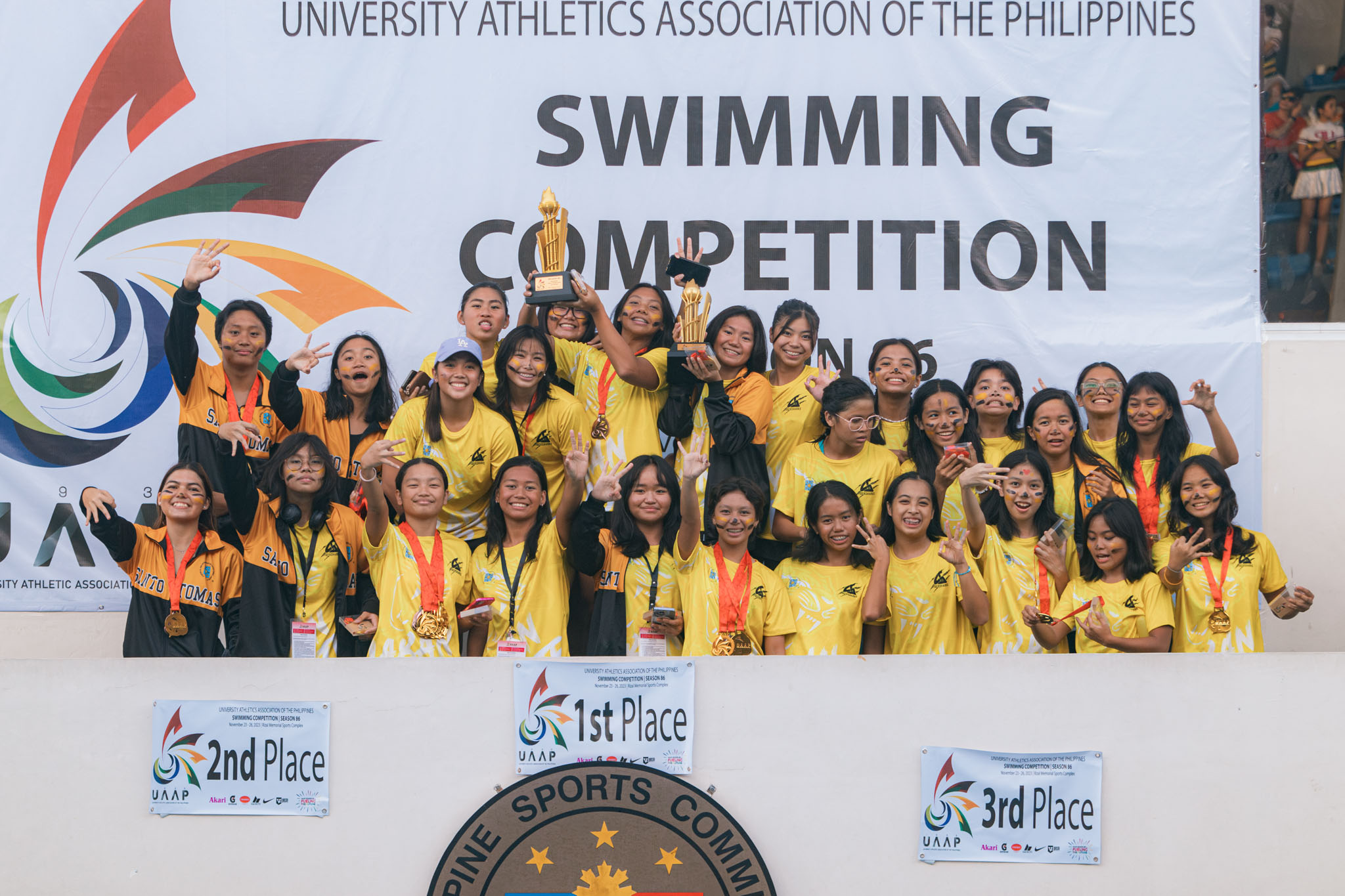UAAP86-SWIMMING-GIRLS-GOLD-USTIMG_0869-Enhanced-NR UST High scores 'golden double' treble in UAAP swimming ADMU DLSU News Swimming UAAP UP UST  - philippine sports news