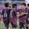 Garces celebrates with his teammates as UP routs UE in UAAP Men's Football