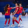 Spain's futsal team celebrates their win in the 2025 FIFA Futsal Women’s World Cup