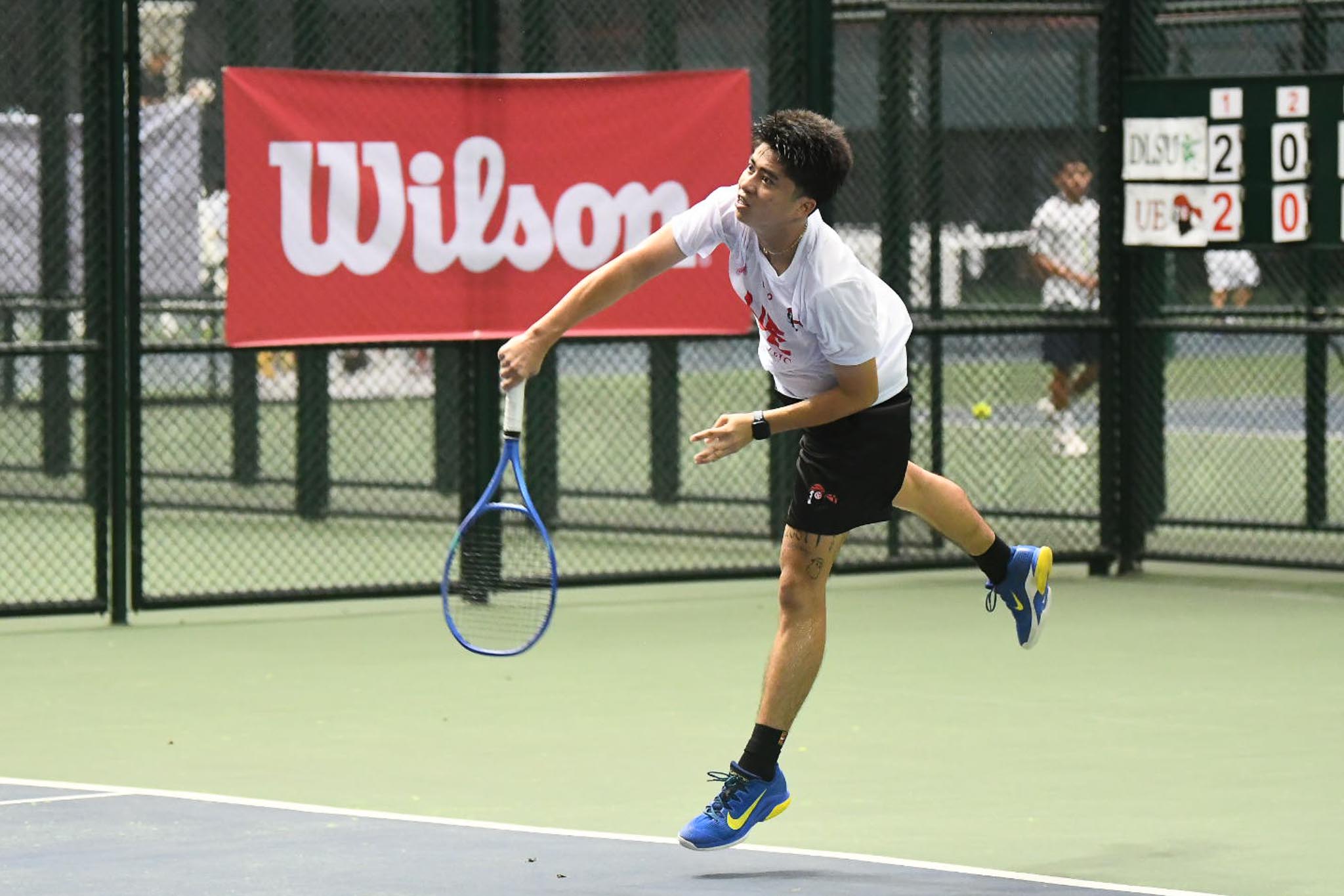 UAAP-Season-88-Mens-Tennis-DLSU-vs-UE-Marc-Suson UP outlasts NU, grabs share of early lead with UE in UAAP Men's Tennis ADMU AdU DLSU News NU Tennis UAAP UE UP - philippine sports news