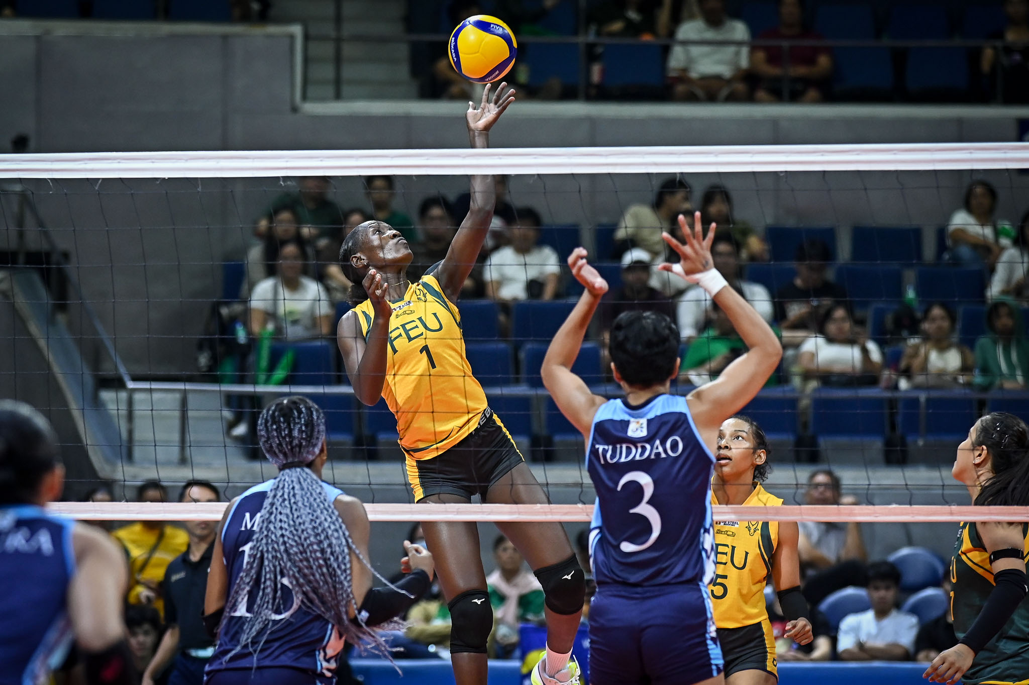UAAP-88-WVB-FEU-vs.-AdU-Faida-Bakanke-7249 FEU creates three-way tie at four in UAAP Women's Volleyball, rebounds vs Adamson AdU FEU News UAAP Volleyball - philippine sports news