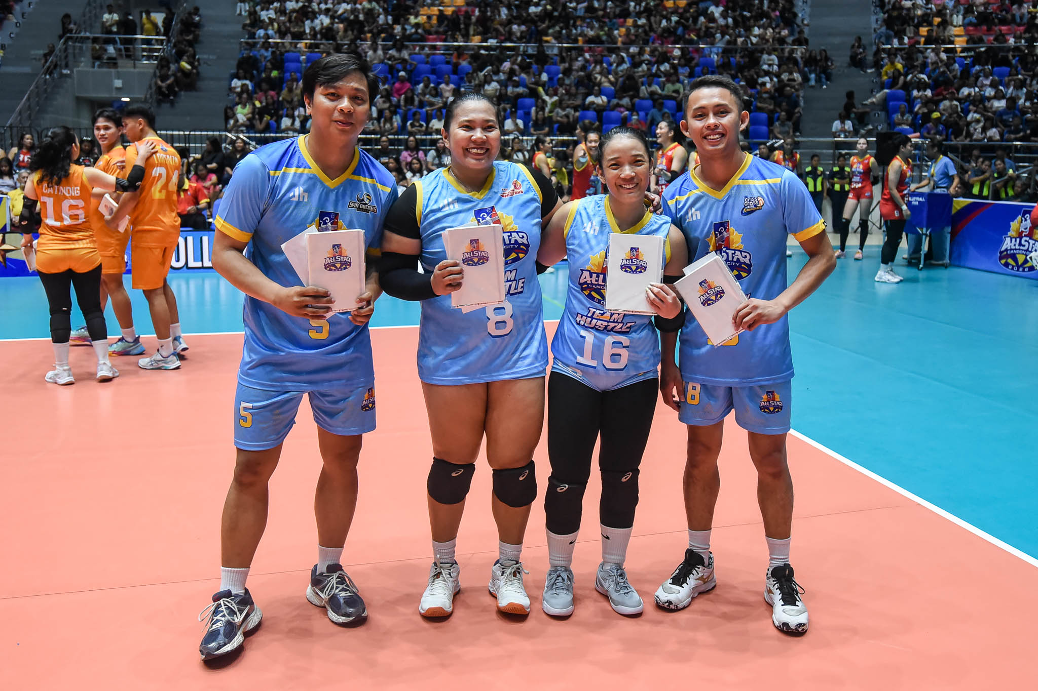 PVL-ASG-Skill-Challenge-Crosscourt-Sniper-Team-Blue-winner-Rikko-Marmeto-Kath-Arado-Alyssa-Eroa-JP-Pepito-9705 Belen powers Team Heart to PVL All-Star win with four-set win over Hustle News PVL Spikers' Turf Volleyball - philippine sports news